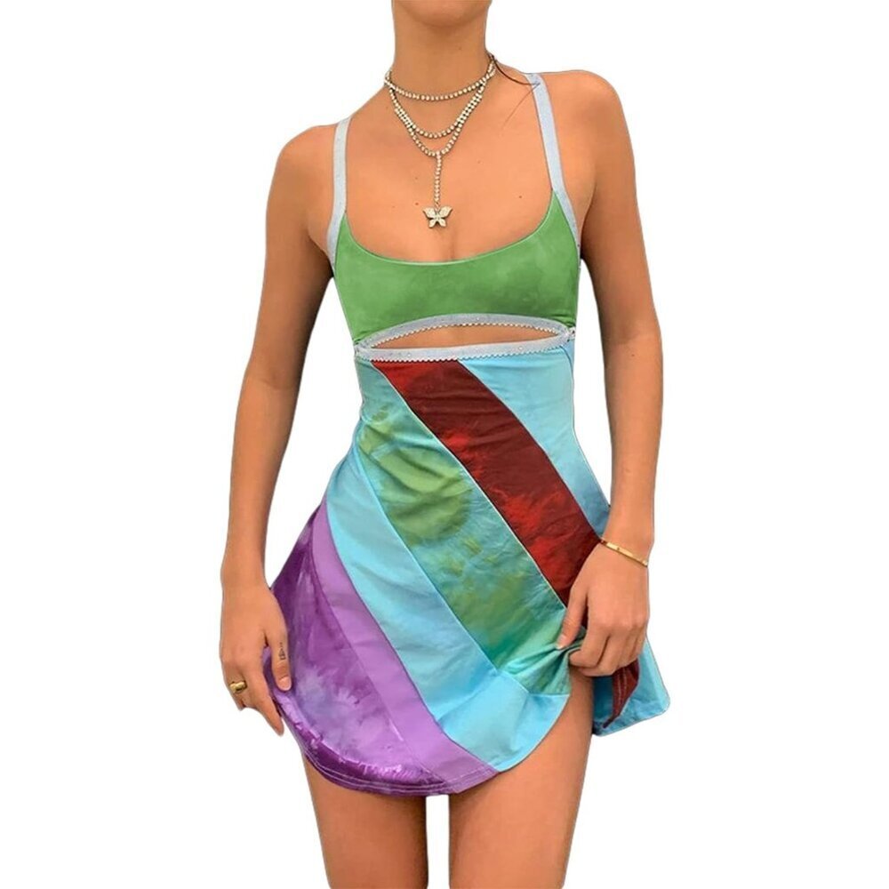 Women's Vintage Print Semi-Sheer Sheath Dress 2004s Fashion Bodycon Dress